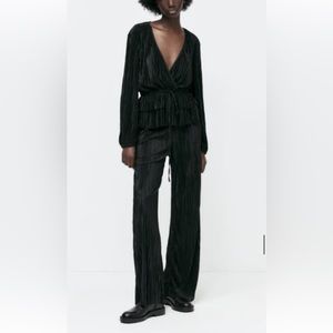 Zara Black Pleated Pantsuit